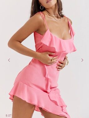 House of CB Marcia Ruffle Mini Dress – French Pink – Size L+